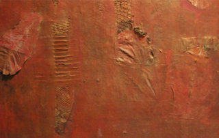 Herbstsonate (Detail), Collage auf Rupfen, 50 x 75 cm, 2018