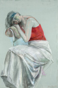 Gisela Breitling, Helen mit rotem Top, Pastellkreide auf Papier, 93 x 62 cm, 2010