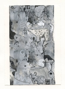 Marianne Schröder, Hexenbild IV, Acryl und Tusche, 21 x 12 cm, 2019